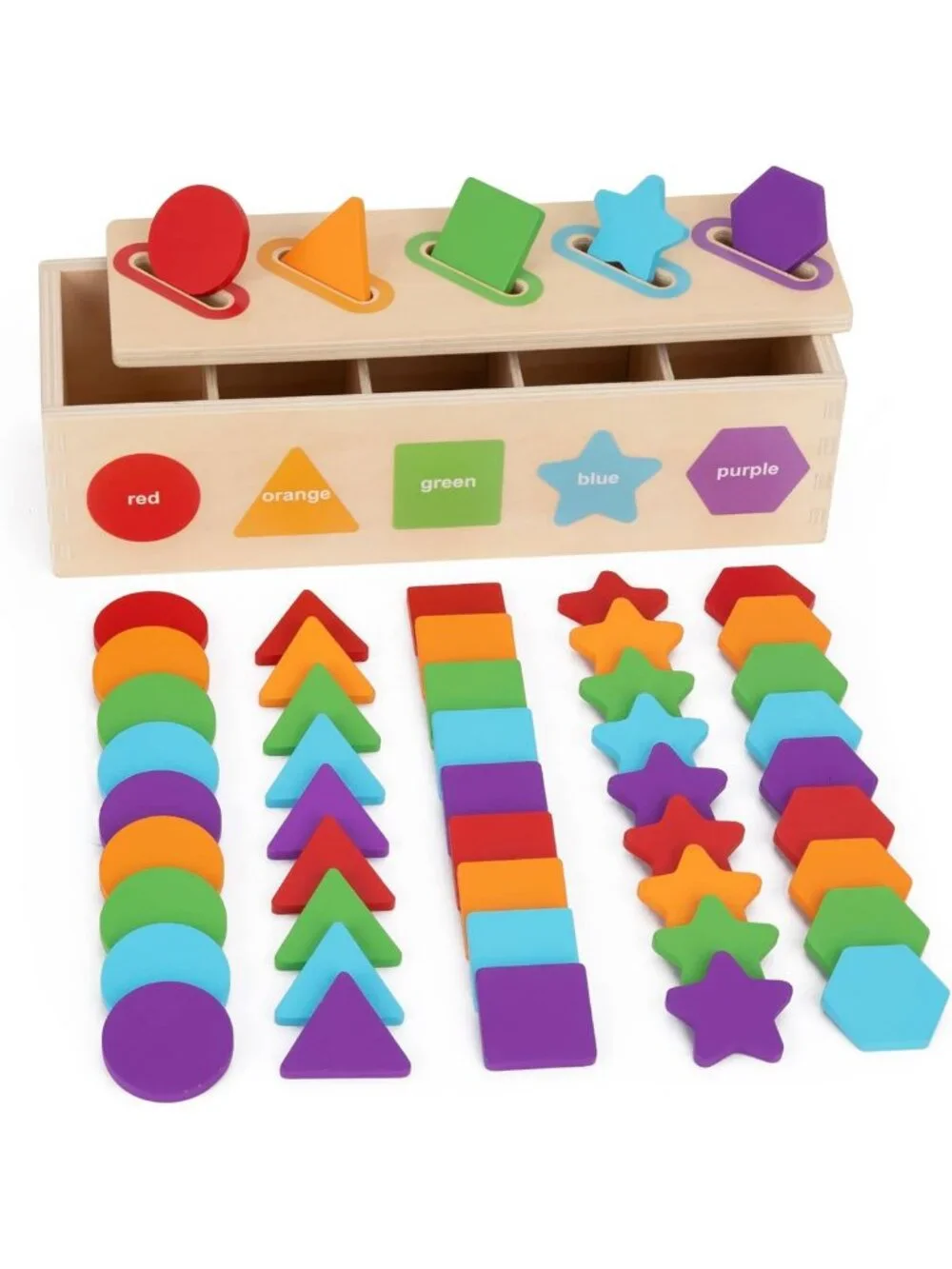 Wooden Montessori Color & Shape Sorting Toys for Toddlers 1-3 Years